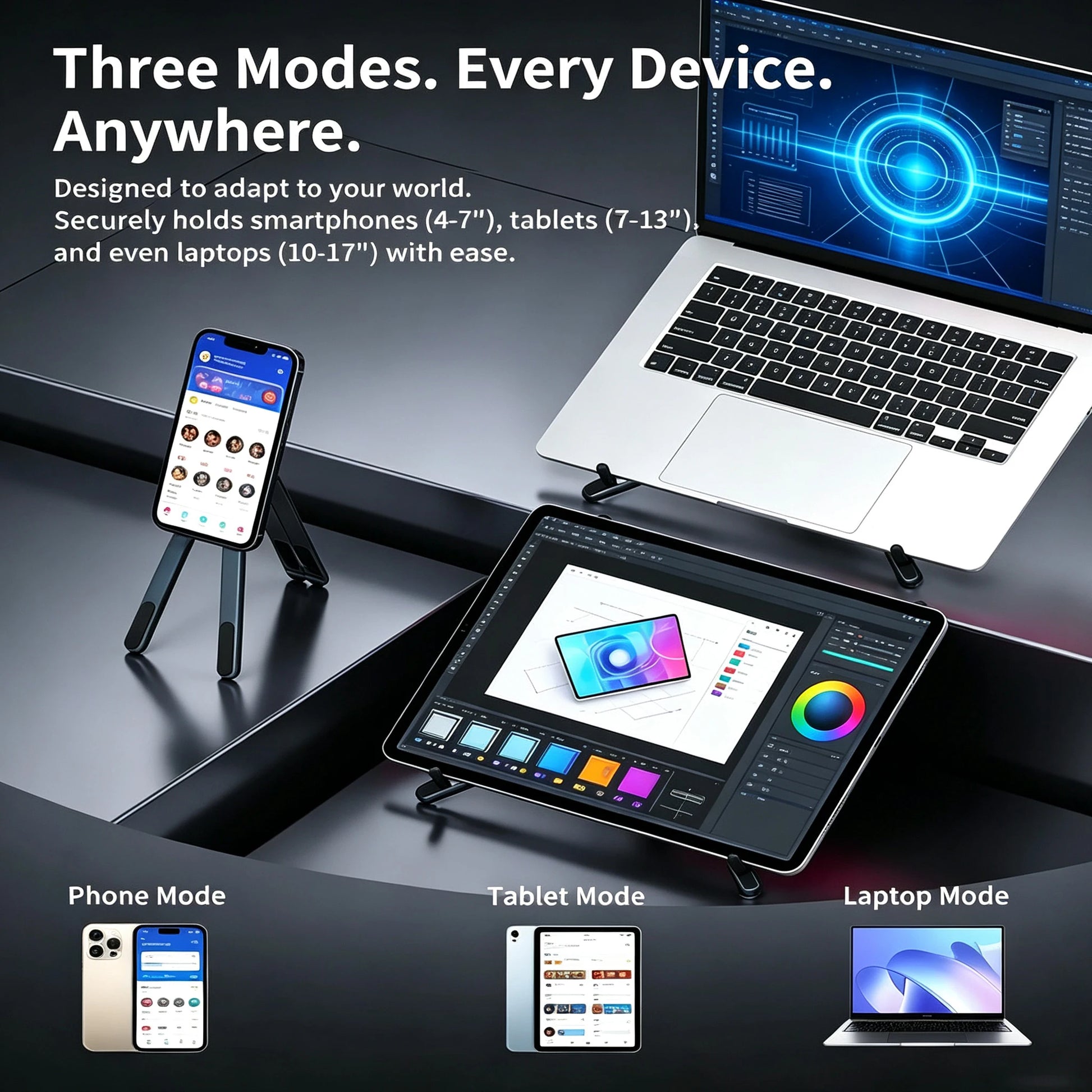 Multi-Functional Notebook Three-In-One Stand Versatile Adjustable Laptop Holder Desk Organizer