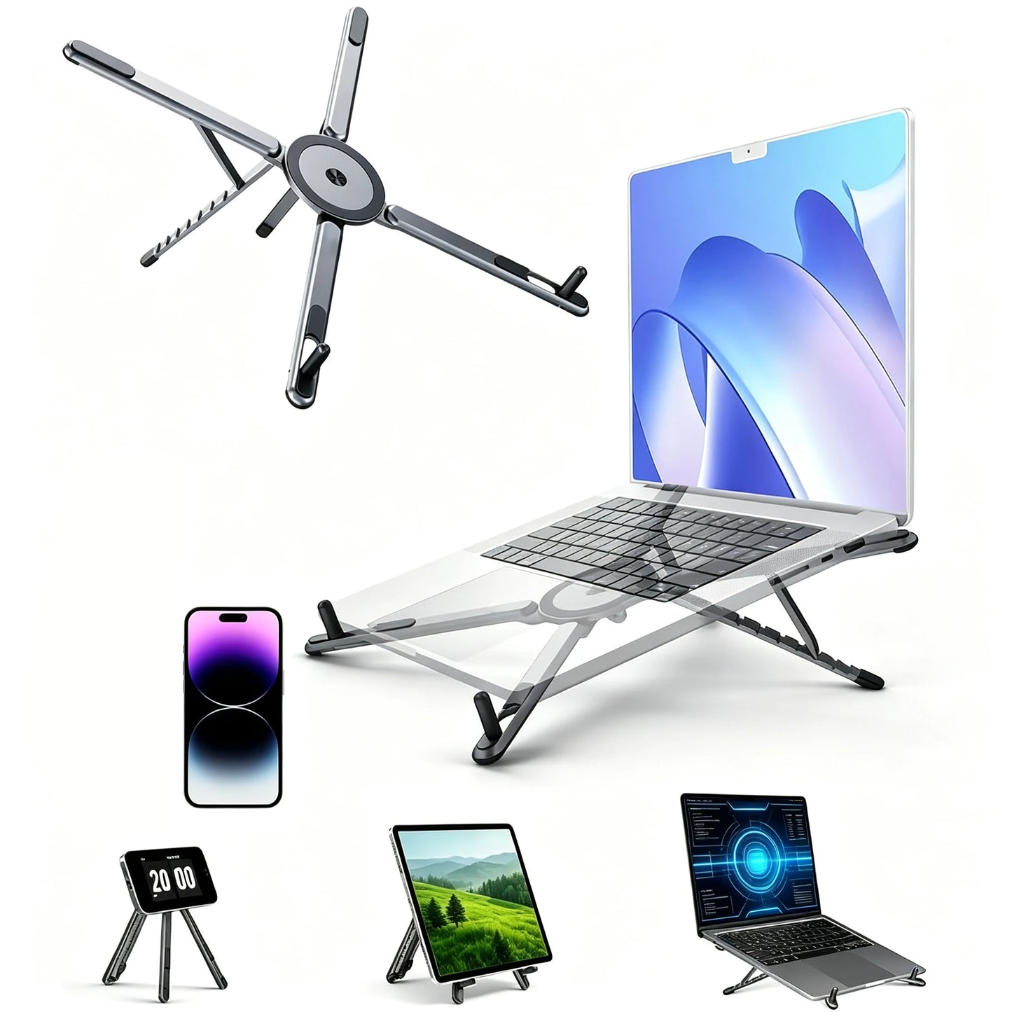 Multi-Functional Notebook Three-In-One Stand Versatile Adjustable Laptop Holder Desk Organizer